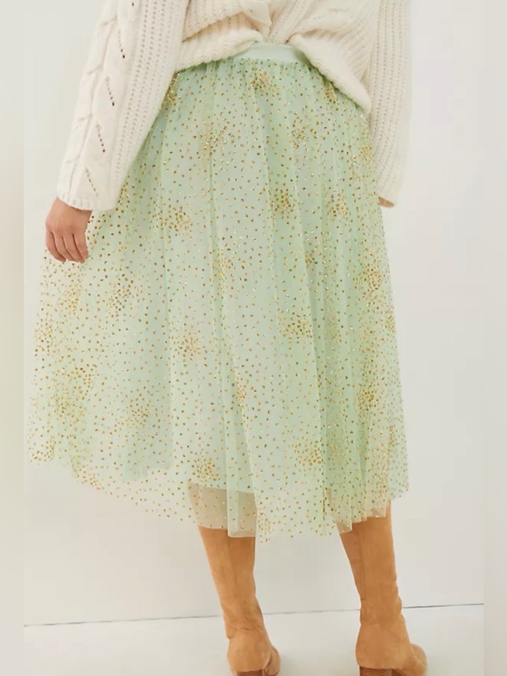 Anthropologie Sydney Shimmer Tulle Midi Skirt